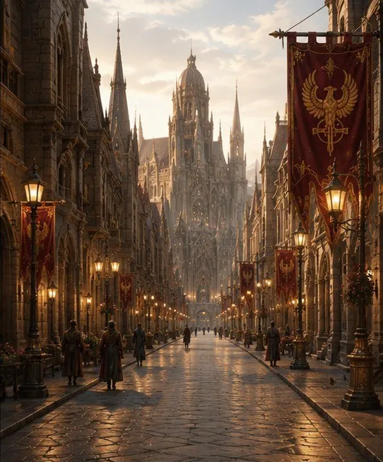 Belebte gotische Straßen